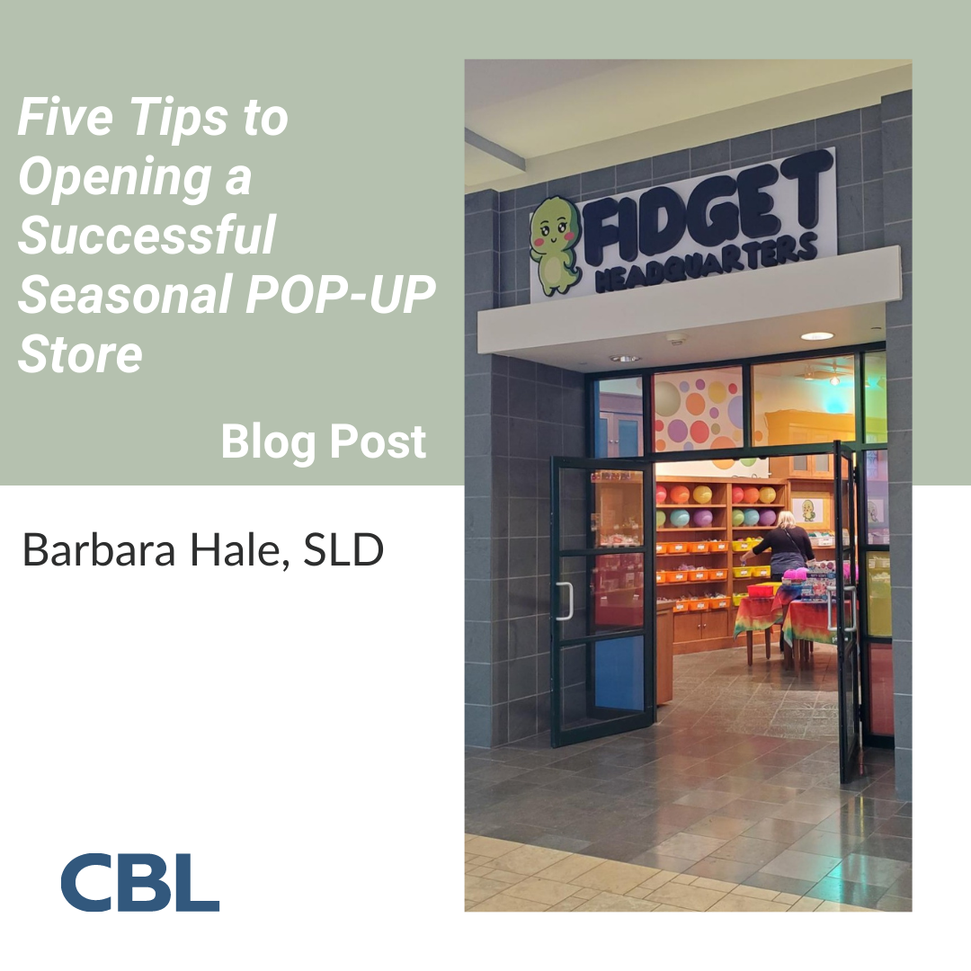 Image of Fidget storefront. Headline Five Tips to Opening a Successful Seasonal POP-UP Store by Barbara Hale